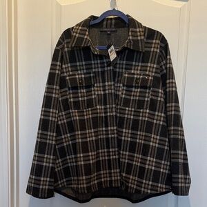 Tommy Hilfiger Black & Brown Plaid Shirt Jacket